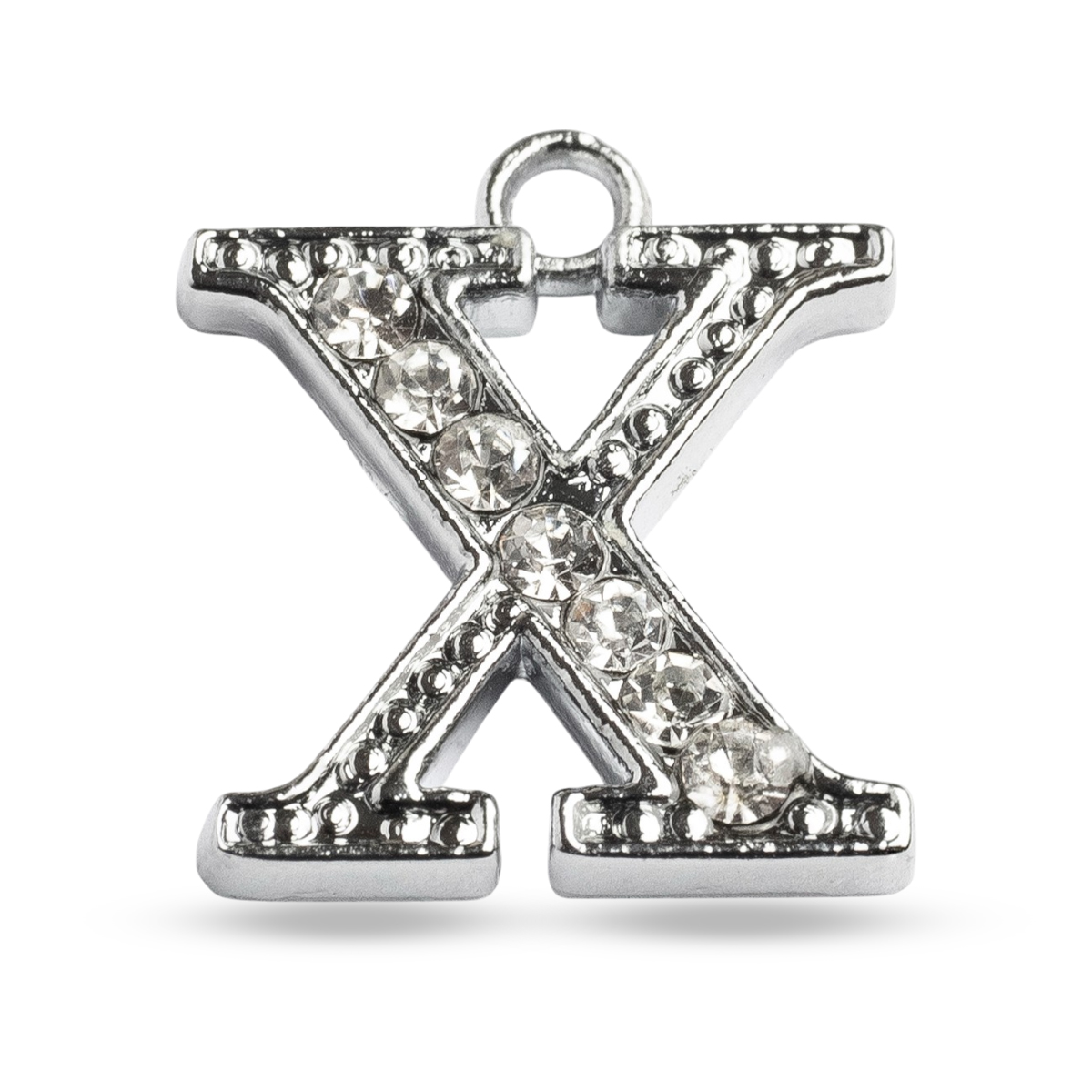 Кулон Металл со Стразами "X", Платина, 14.5х12х2.5мм, Отверстие 1.5мм, (УТ000006100)