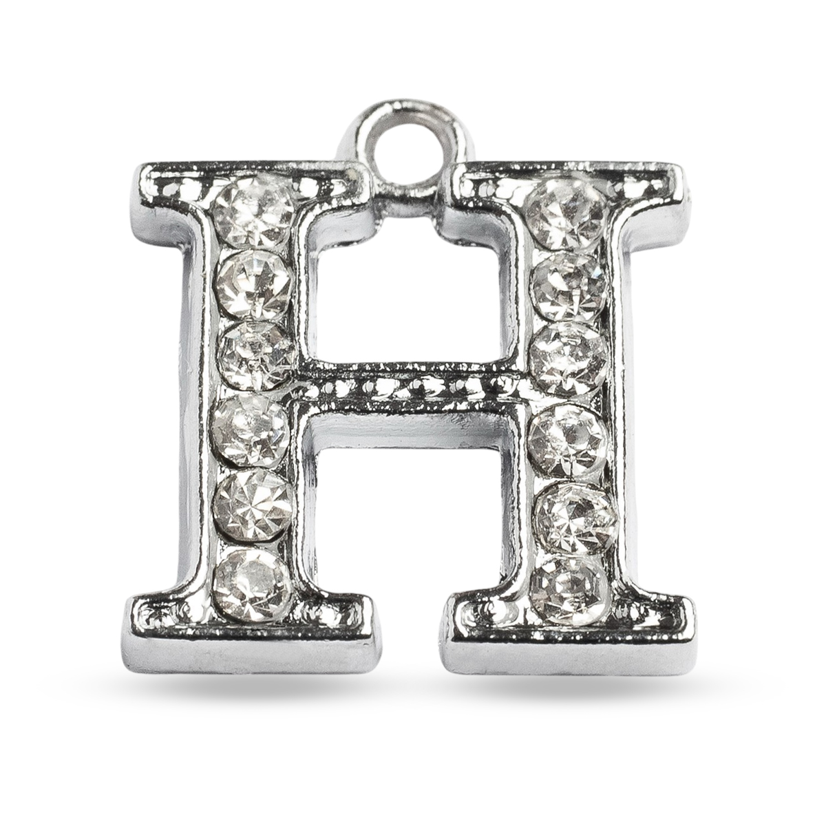 Кулон Металл со Стразами "H", Платина, 14.5х12.5х2.5мм, Отверстие 1.5мм, (УТ000006113)