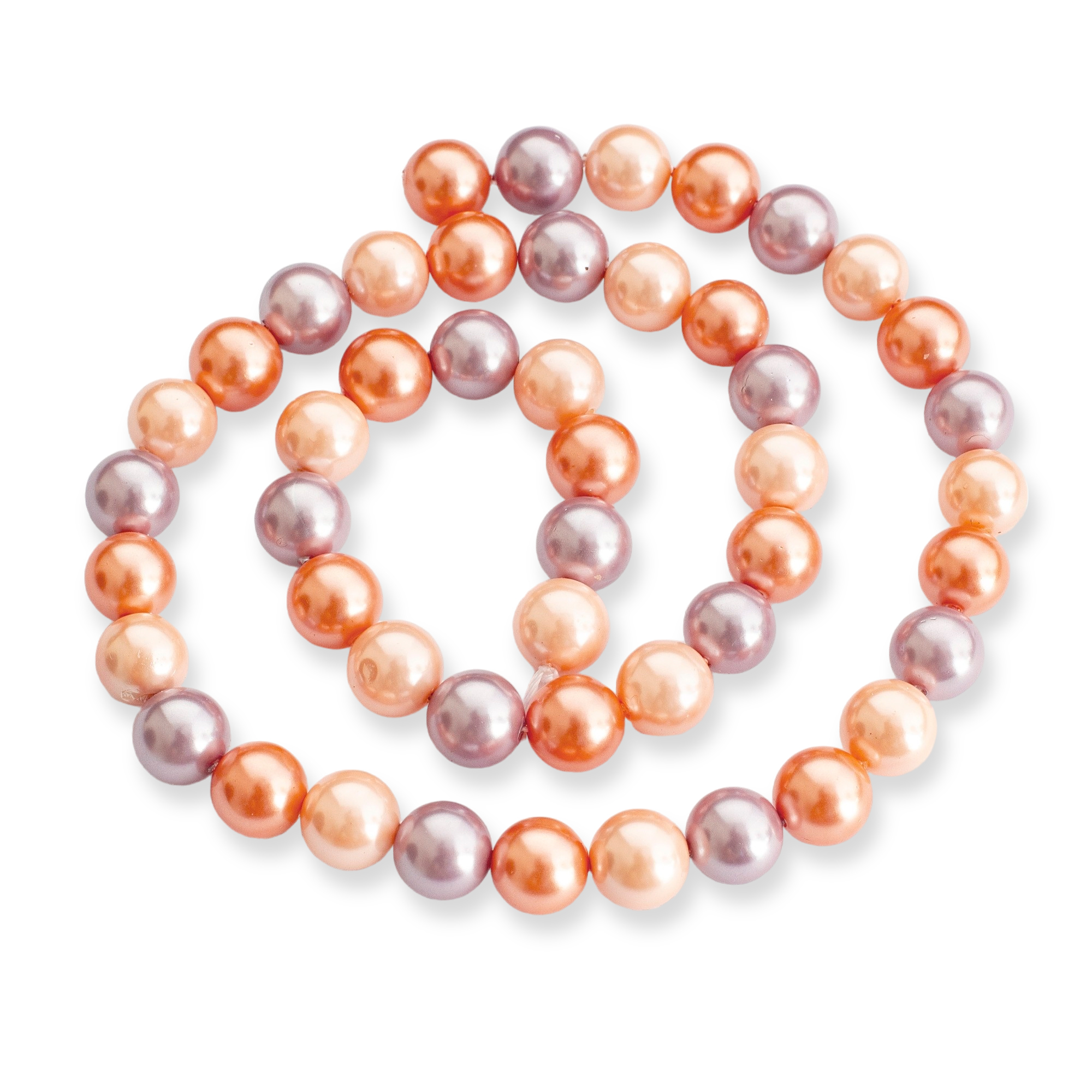 Перли Shell Pearl, Клас А, Круглий, Колір: Рожевий, Розмір: 8мм, Отвір: 1мм, близько 54шт/40.5см/нитка (УТ100017222)