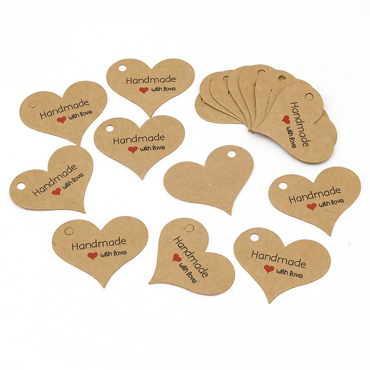 Бірки Подарункові "Handmade with love" Паперові Бежевий 32х39х0.4мм 100шт (УТ100023610)
