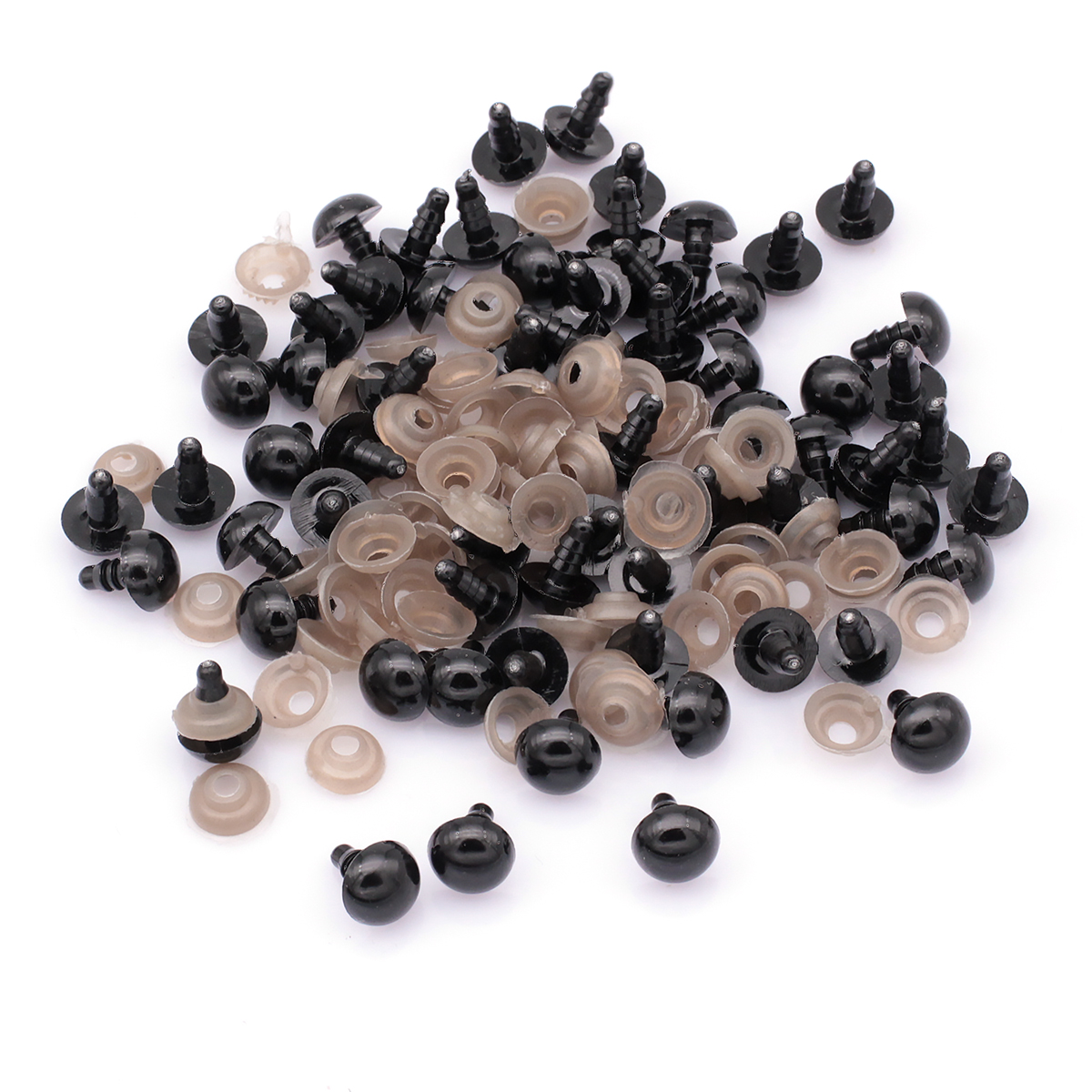 Очки з Фіксатором і штифти, для Іграшок, Круглі, Чорний, 10мм, (УТ100023906)