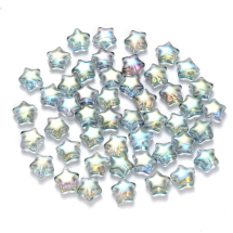 Намистини Скло Зірка, Прозорі, Пофарбовані, АВ колір, 8х8.5х4мм, Отвір 1мм, (УТ100030602)